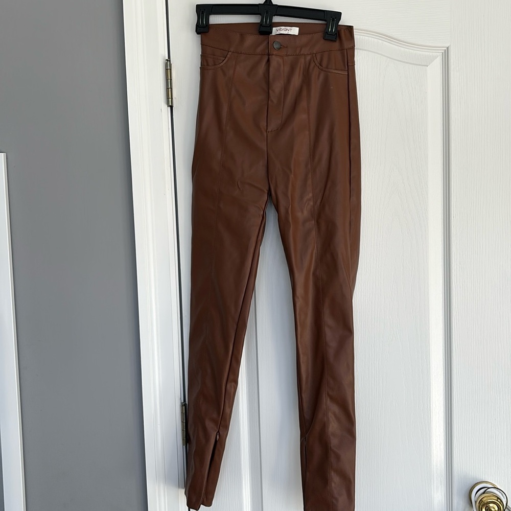 Brown pants leatherlike